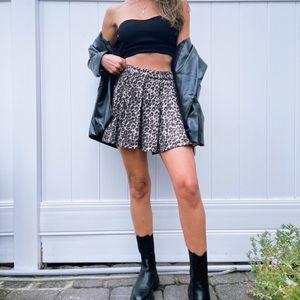 Vintage Soft Leopard Print Tennis Skirt
